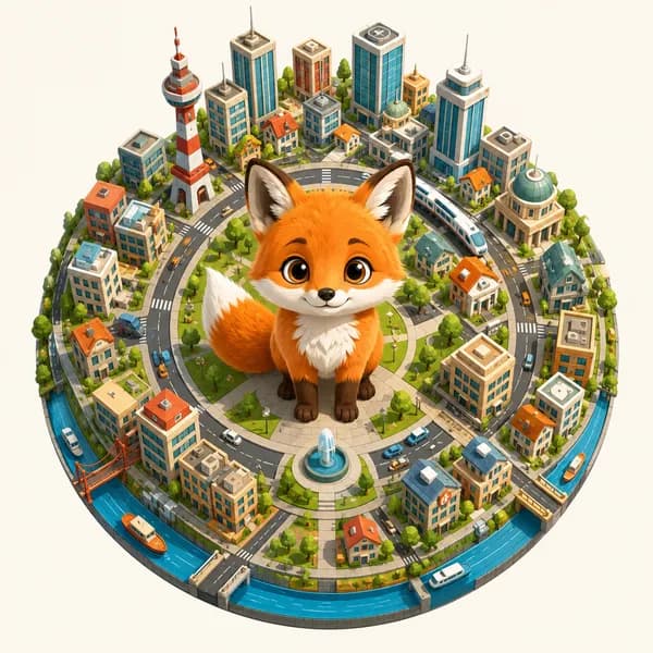 Isometric city illustration style