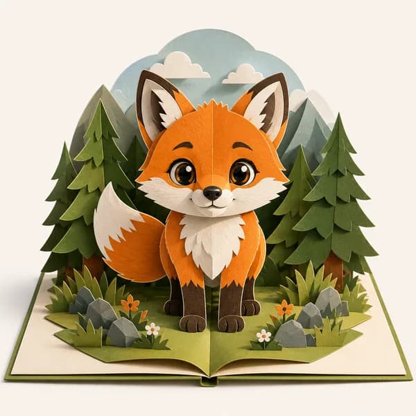 Pop-up book illustration style