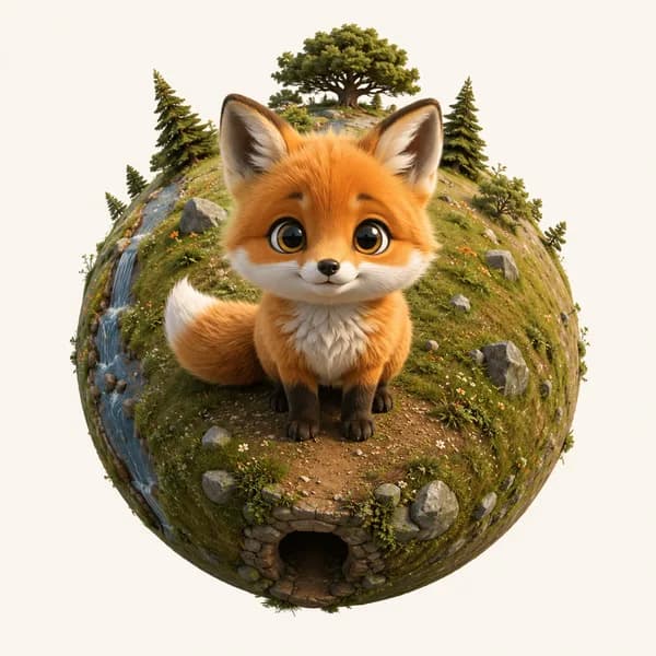 Tiny planet illustration style