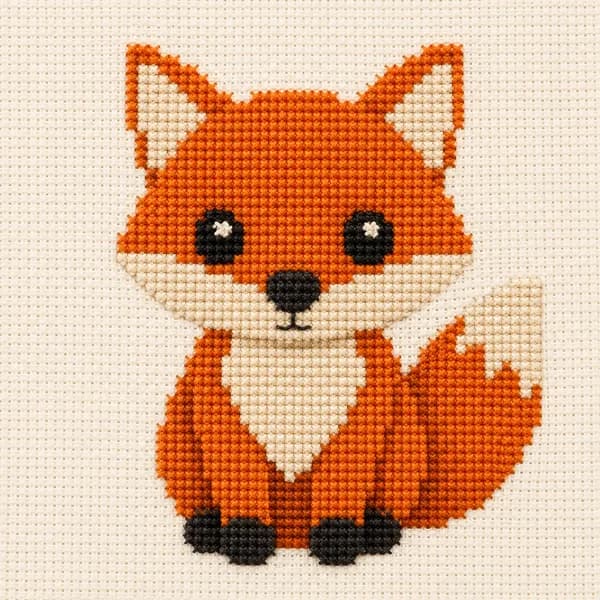 Cross-stitch illustration style